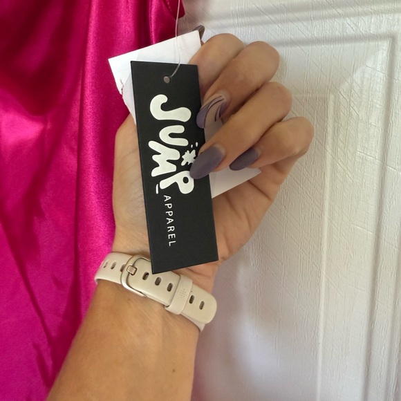 2 for $15 sale: NWT Jump apparel magenta pink satin cowl neck slip dress - L - Picture 3 of 7